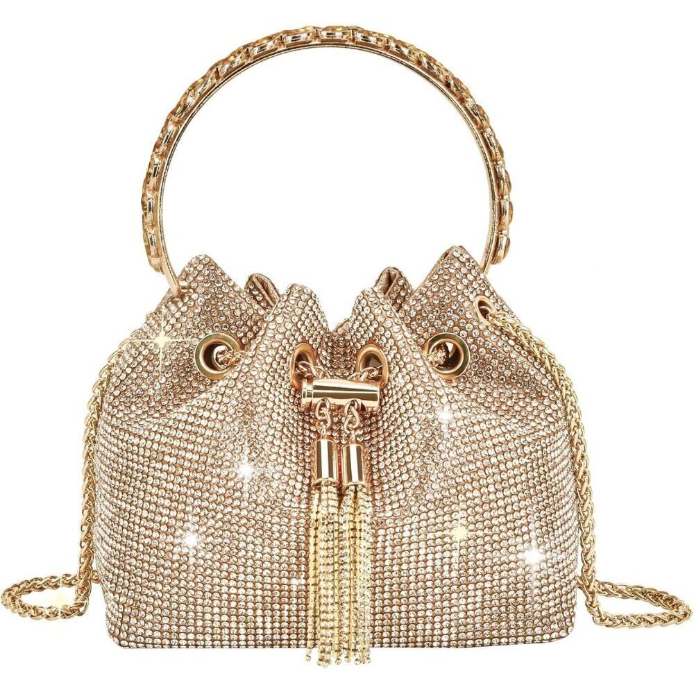 🆕Women Silver Rhinestone Evening Bag Bling Purse Sparkly Diamond Clutch